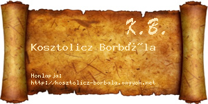 Kosztolicz Borbála névjegykártya